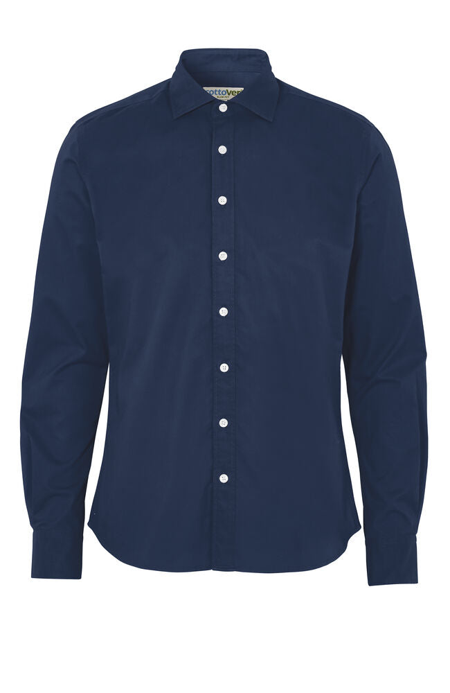 Cottover Twill Slim Fit Man in Marine – mit Firmenlogo individualisierbar