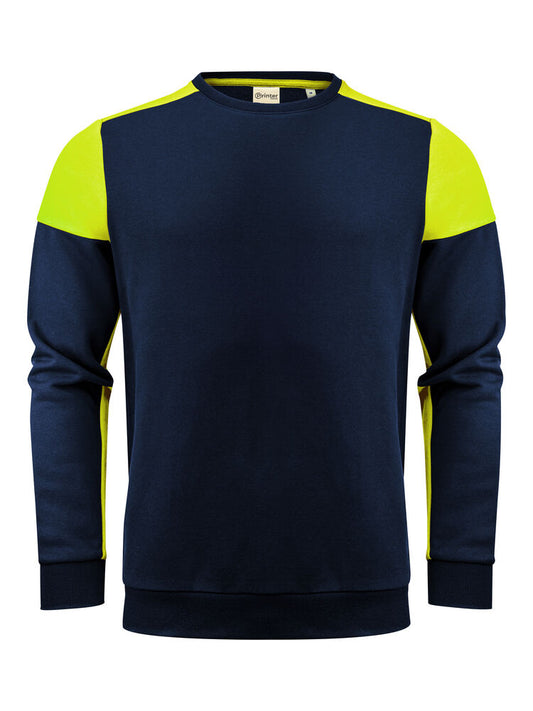 Printer PRIME Prime Crewneck Pullover Unisex in Marine/Neongelb – mit Firmenlogo individualisierbar