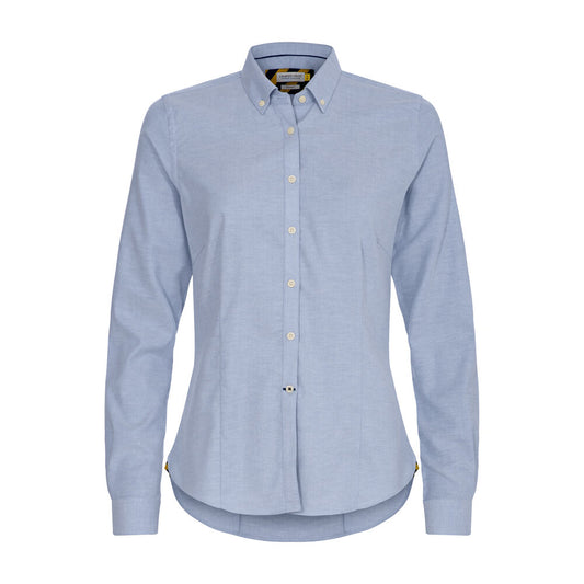 J.Harvest & Frost YB54 Oxford Damen Blusen in Himmelblau – mit Firmenlogo individualisierbar