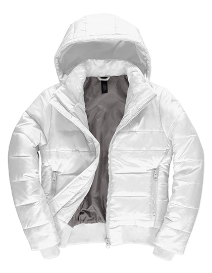 B&C COLLECTION Women´s Jacket Superhood in White/Warm Grey – mit Firmenlogo individualisierbar