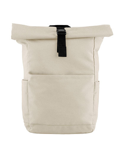 BagBase Premium Recycled Roll Top Backpack in Natural Stone – mit Firmenlogo individualisierbar