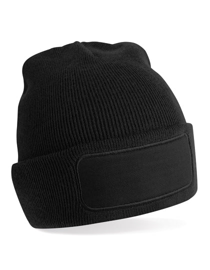 Beanie aus Polyacryl mit Baumwoll-Twill-Aufnäher von Beechfield – Produkt- und Farbansicht für Textildruck und Stickerei