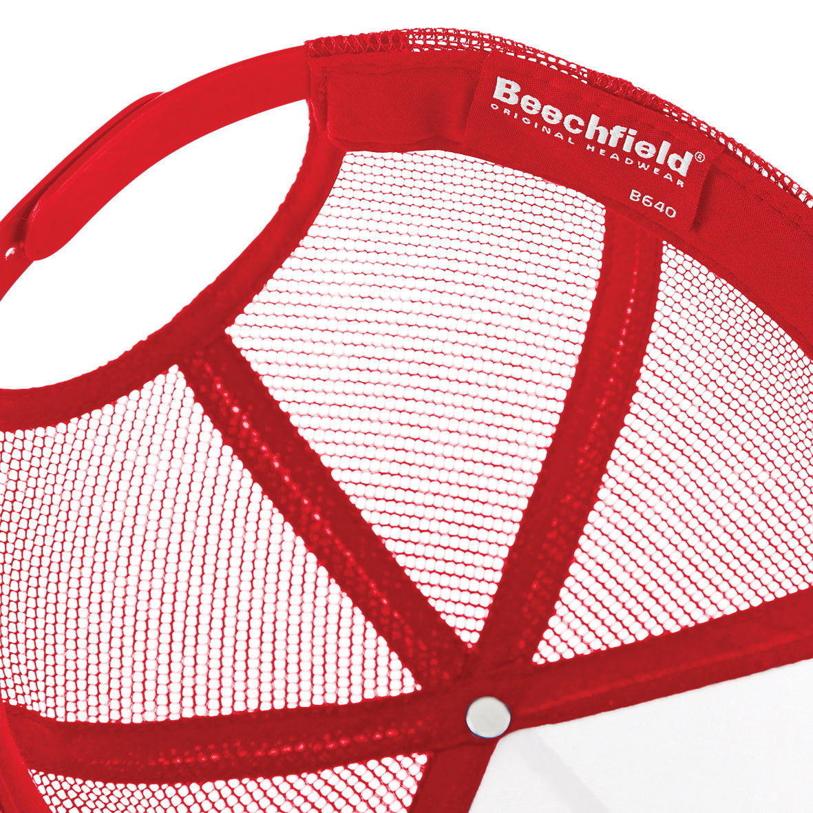 Retro Snapback-Cap mit Netz-Rückenteil von Beechfield – Detailansicht für Textildruck und Stickerei