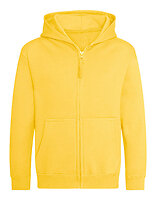 Just Hoods Kinder-Zip-Hoodie in Sun Yellow – mit Firmenlogo individualisierbar
