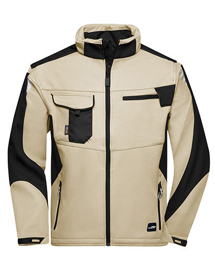 Daiber Workwear Softshell Jacket -STRONG- in Stone/Black – mit Firmenlogo individualisierbar