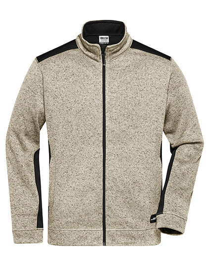 Daiber Men´s Knitted Workwear Fleece Jacket -STRONG- JN862 in Stone Melange
