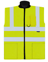 Korntex Warnschutz-Bodywarmer Ural 2-in-1 in Signal Yellow – mit Firmenlogo individualisierbar