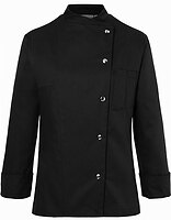 Karlowsky Damen-Kochjacke Larissa in Black (ca. Pantone 419C) – mit Firmenlogo individualisierbar