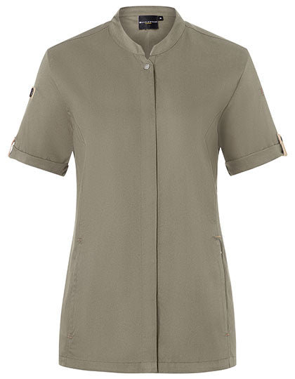 Karlowsky Damenkochjacke Green-Generation Kurzarm KY135 in Sage (ca. Pantone 416C)
