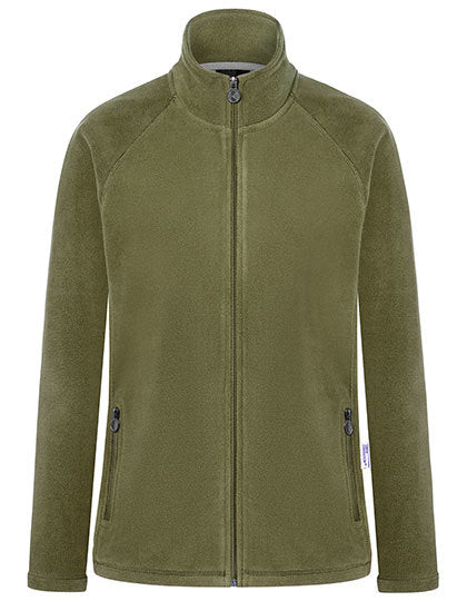 Karlowsky Damen Workwear Fleecejacke Warm-Up in Moss Green (ca. Pantone 7764C) – mit Firmenlogo individualisierbar