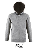 SOL´S Kinder-Zip-Hoodie Stone in Grey Melange – mit Firmenlogo individualisierbar