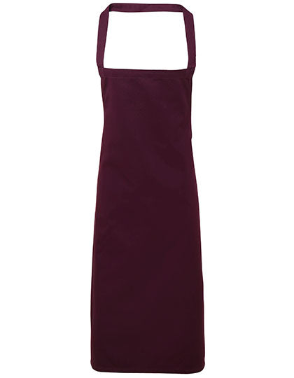 Premier Workwear Organic Cotton Bib Apron (No Pocket) PW102 in Aubergine (ca. Pantone 5115C)