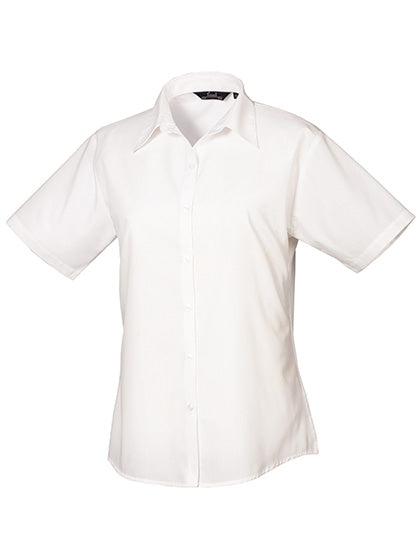 Premier Workwear Women´s Poplin Short Sleeve Blouse PW302 in White
