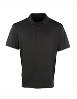 Premier Workwear Herren Coolchecker Gastro-Poloshirt in Black (ca. Pantone Black C) – mit Firmenlogo individualisierbar
