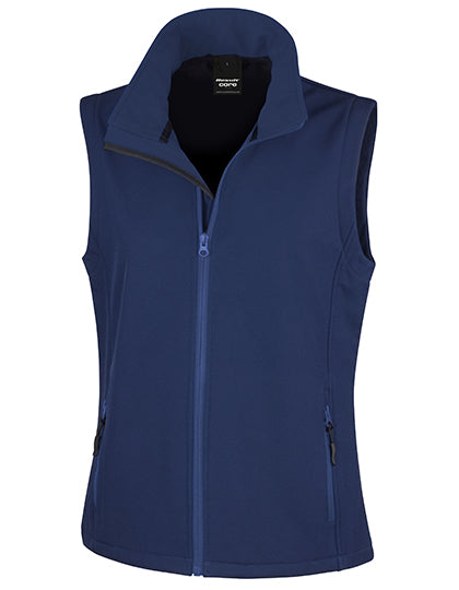 Result Recycled Women´s Printable Softshell Bodywarmer with Recycled Fleece Inner in Navy/Navy – mit Firmenlogo individualisierbar