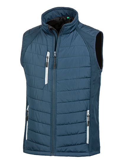 Result Recycled Recycled Compass Padded Softshell Gilet in Navy/Grey – mit Firmenlogo individualisierbar