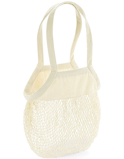 Westford Mill Organic Cotton Mesh Grocery Bag in Natural – mit Firmenlogo individualisierbar