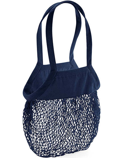 Westford Mill Organic Cotton Mesh Grocery Bag in Navy – mit Firmenlogo individualisierbar