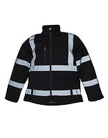 YOKO Warnschutz-Softshelljacke in Black – mit Firmenlogo individualisierbar
