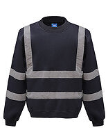 YOKO Warnschutz-Sweatshirt in Navy – mit Firmenlogo individualisierbar