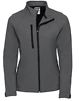 Russell Athletic Damen-Softshelljacke in Titanium (Solid) – mit Firmenlogo individualisierbar