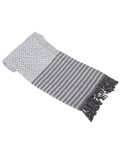 Hamam-Handtuch Kusadasi AR051 in White/Grey – für Firmenlogo individualisierbar