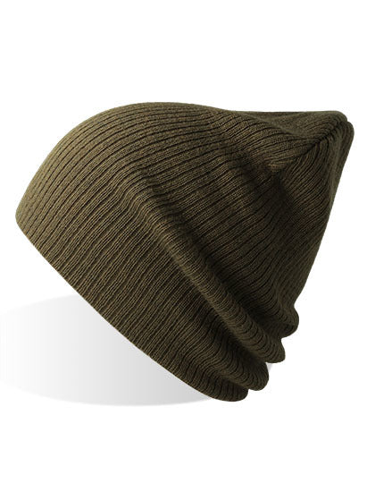 Recycelte Brad Beanie AT122 in Olive – für Firmenlogo individualisierbar