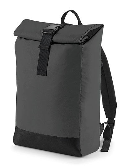 Reflektierender Rolltop-Rucksack BG138 in Black Reflective – für Firmenlogo individualisierbar