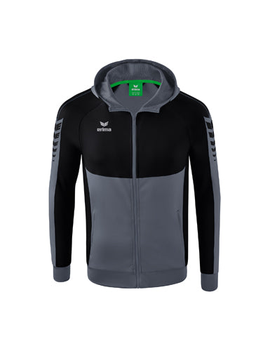 ERIMA Six Wings Trainingsjacke mit Kapuze in slate grey/schwarz Vorderansicht