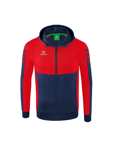 ERIMA Six Wings Trainingsjacke mit Kapuze in new navy/rot Vorderansicht