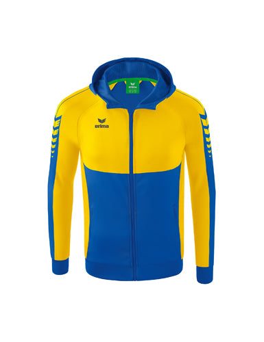 ERIMA Six Wings Trainingsjacke mit Kapuze in new royal/gelb Vorderansicht