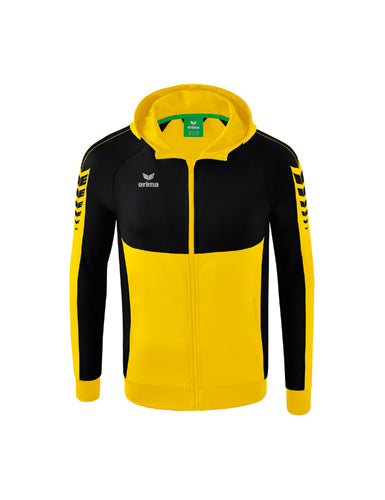 ERIMA Six Wings Trainingsjacke mit Kapuze in gelb/schwarz Vorderansicht