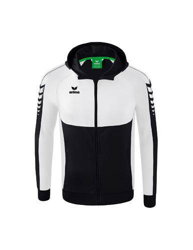 ERIMA Six Wings Trainingsjacke mit Kapuze in schwarz/weiß Vorderansicht