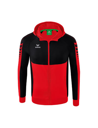 ERIMA Six Wings Trainingsjacke mit Kapuze in rot/schwarz Vorderansicht