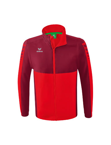 ERIMA Six Wings Jacke mit abnehmbaren Ärmeln in rot/bordeaux Vorderansicht