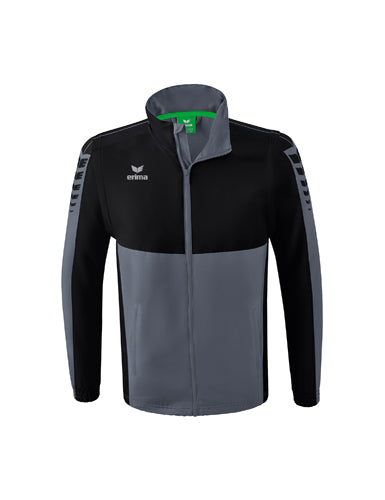 ERIMA Six Wings Jacke mit abnehmbaren Ärmeln in slate grey/schwarz Vorderansicht