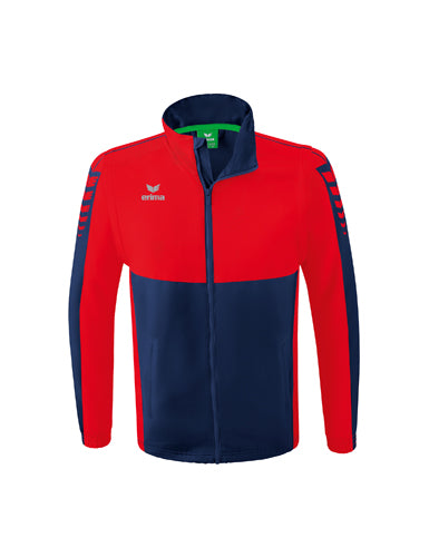 ERIMA Six Wings Jacke mit abnehmbaren Ärmeln in new navy/rot Vorderansicht