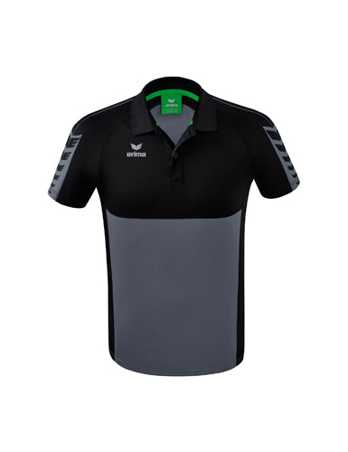 ERIMA Six Wings Poloshirt in slate grey/schwarz Vorderansicht