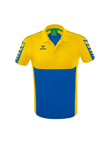 ERIMA Six Wings Poloshirt in new royal/gelb Vorderansicht
