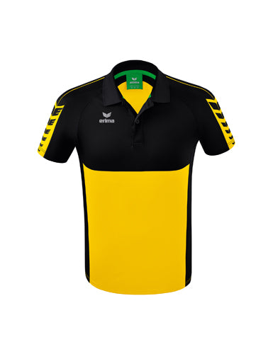 ERIMA Six Wings Poloshirt in gelb/schwarz Vorderansicht