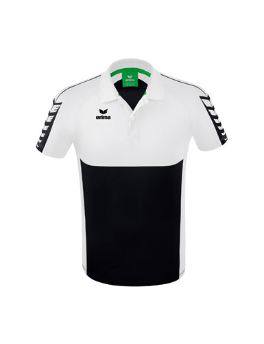 ERIMA Six Wings Poloshirt in schwarz/weiß Vorderansicht