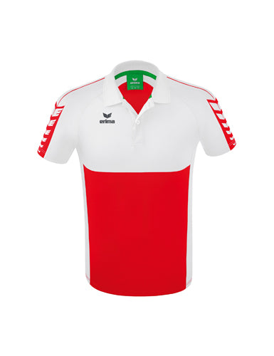 ERIMA Six Wings Poloshirt in rot/weiß Vorderansicht
