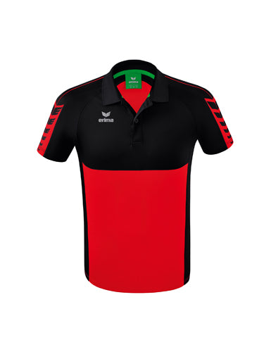 ERIMA Six Wings Poloshirt in rot/schwarz Vorderansicht