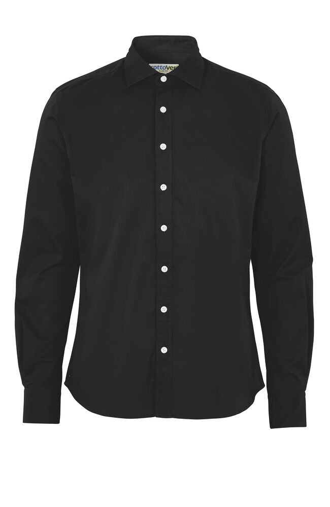 Cottover Twill Slim Fit Man in Schwarz – mit Firmenlogo individualisierbar