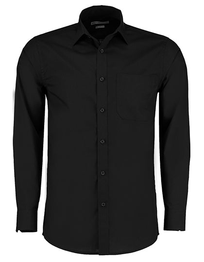Kustom Kit Men´s Tailored Fit Poplin Shirt Long Sleeve K142 in Black