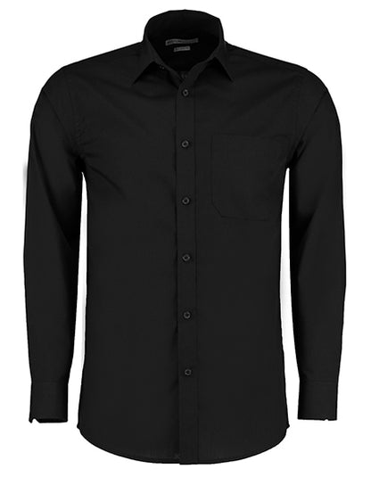 Kustom Kit Men´s Tailored Fit Poplin Shirt Long Sleeve K142 in Black