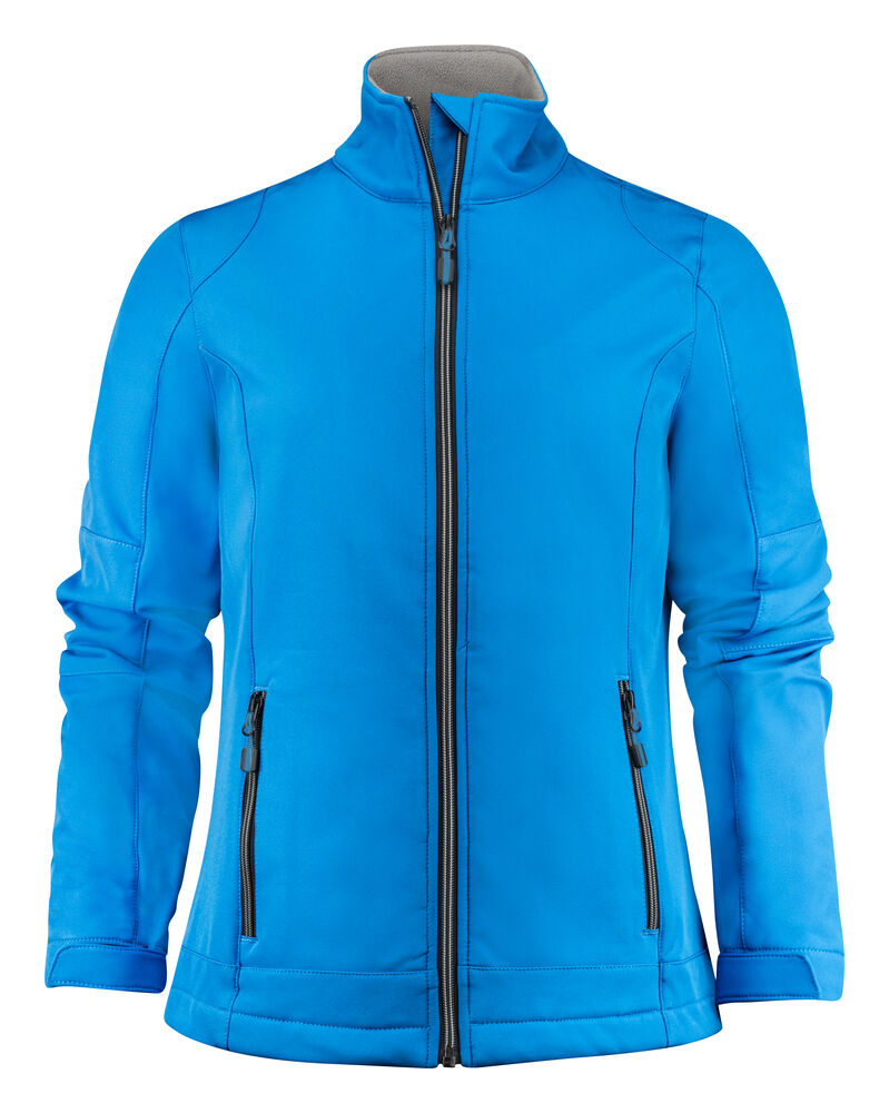 Printer Essentials Trial Softshell Jacke Damen in Blau – mit Firmenlogo individualisierbar