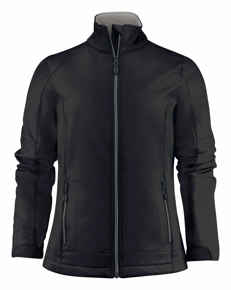 Printer Essentials Trial Softshell Jacke Damen in Schwarz – mit Firmenlogo individualisierbar