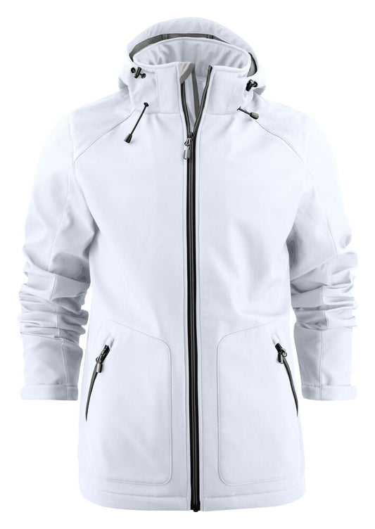 Printer Essentials Karting Softshell Jacke Herren in Weiß – mit Firmenlogo individualisierbar