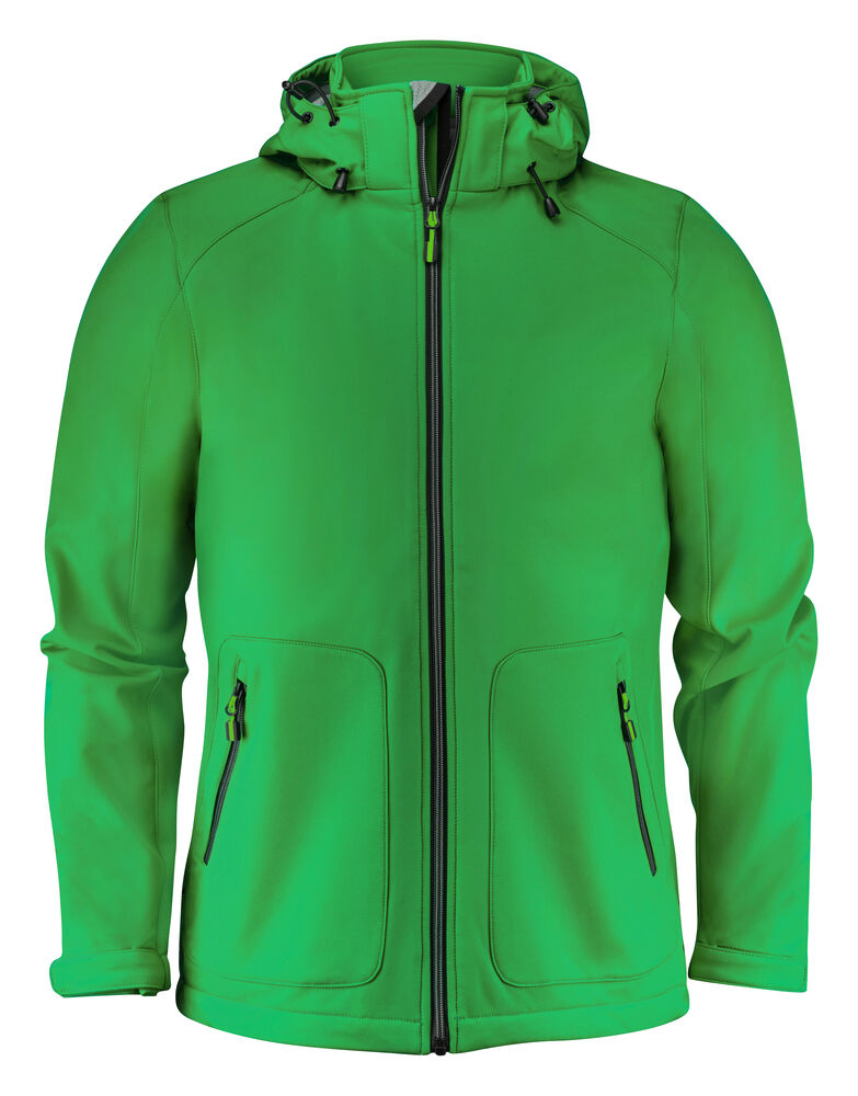 Printer Essentials Karting Softshell Jacke Herren in Grün – mit Firmenlogo individualisierbar